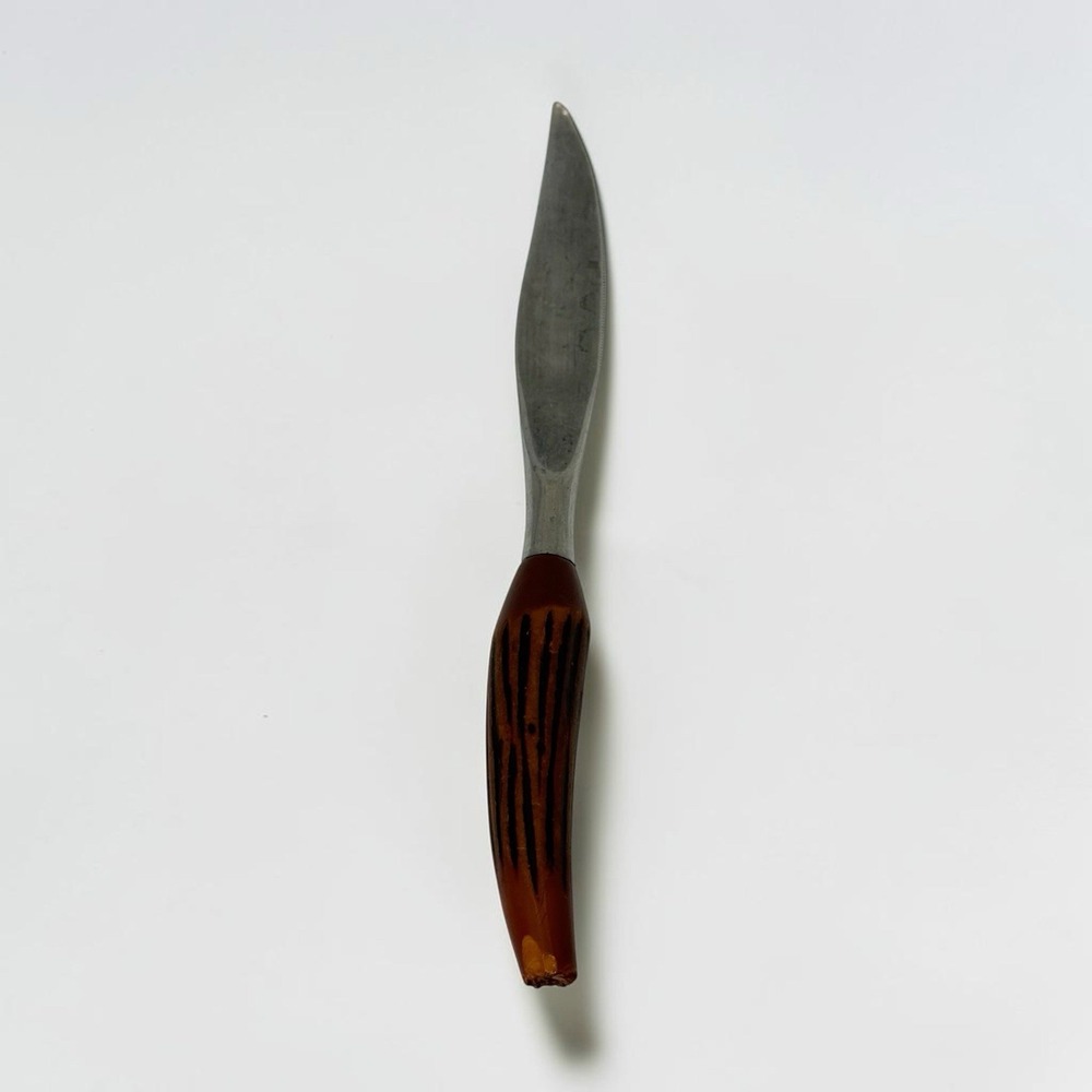 VTG Rodgers Sheffield England Stainless Steak Knife Faux Wood Handle 10.5"